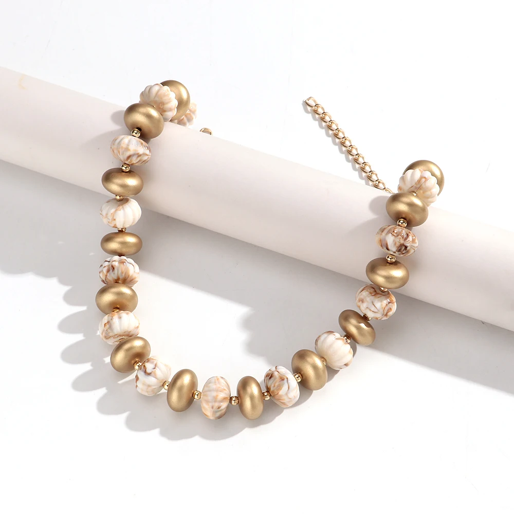 Vintage Acryl Geometrische Perlen Choker Halskette Neue Bunte Unregelmäßige Runde Perlenkette Modeschmuck Geschenke – Detail 10