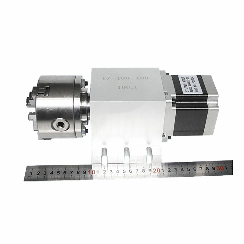 CNC 4th Axis Rotary Axis Harmonic Drive Reducer 3 4 Jaw 100mm Chuck Speed Reducing Ratio 100:1 For Milling Machine