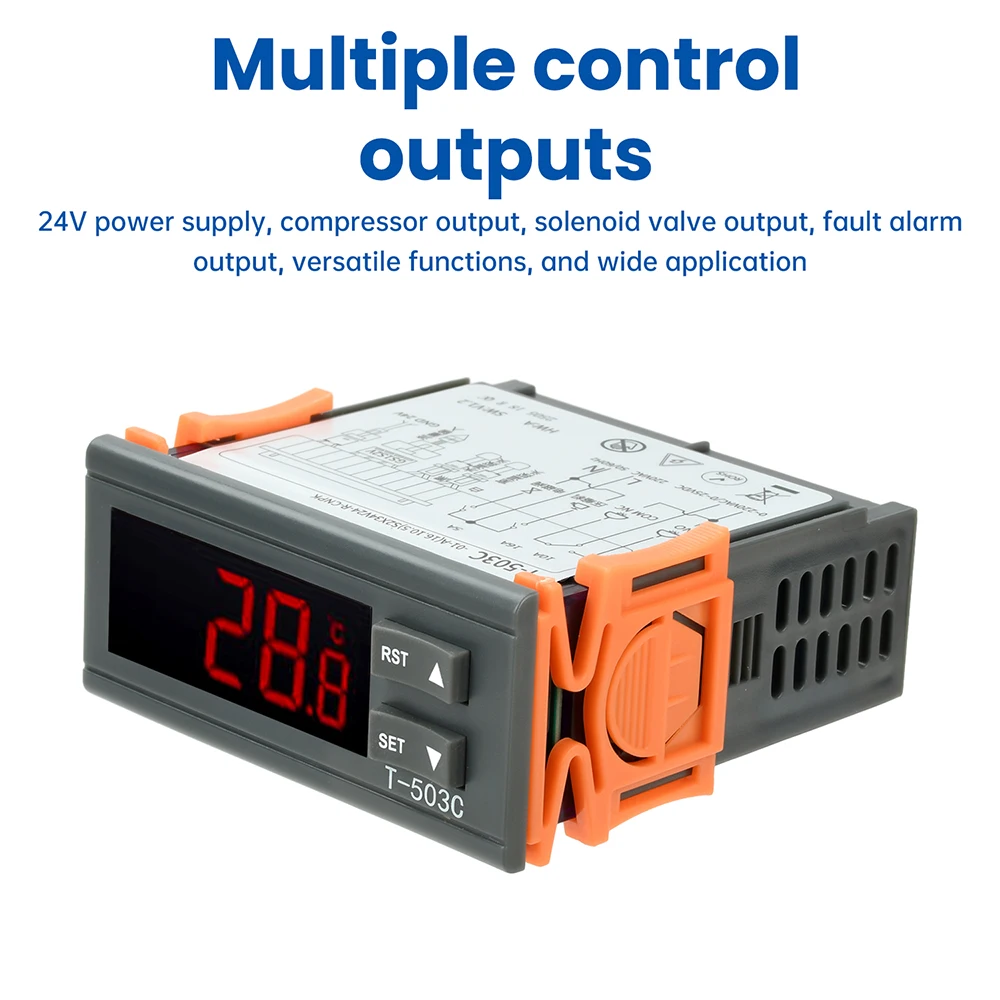 T-503C Digital Temperature Controller DC 24V Dual Sensor Laser Chiller Thermostat Multi Channel Control Intelligent Regulation