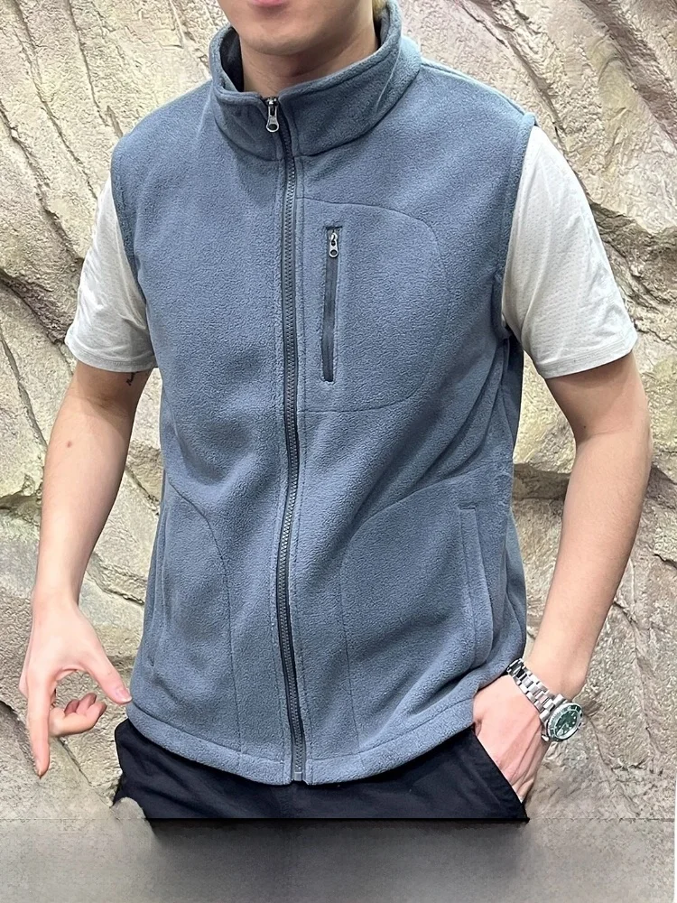 

Теплый флисовый жилет с воротником-стойкой для активного отдыха, мужской, осенне-зимний, модный, молодежный, приталенный, на молнии, цветной