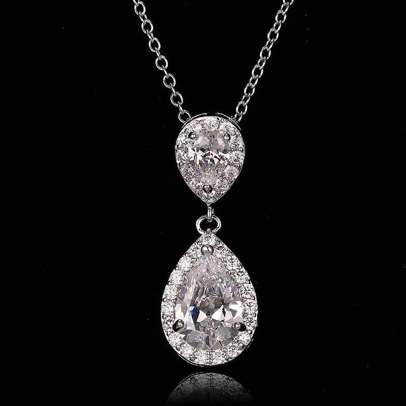 

Подвеска из стерлингового серебра S925, капля воды, топаз, белый кулон, невеста, свадьба, помолвка, ювелирное ожерелье