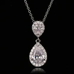 S925 Sterling Pendant Water Drop Created Topaz White Pendant Bride Wedding Engagement Party Fine Jewelry Necklace