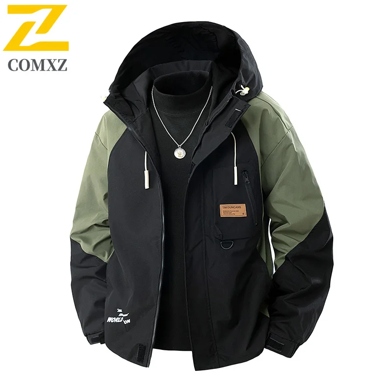 

Large Size Men's Casual Jacket 2025 New Fashion Versatile Windproof Breathable Loose Hooded Jacket Street Travel Workwear Jacket