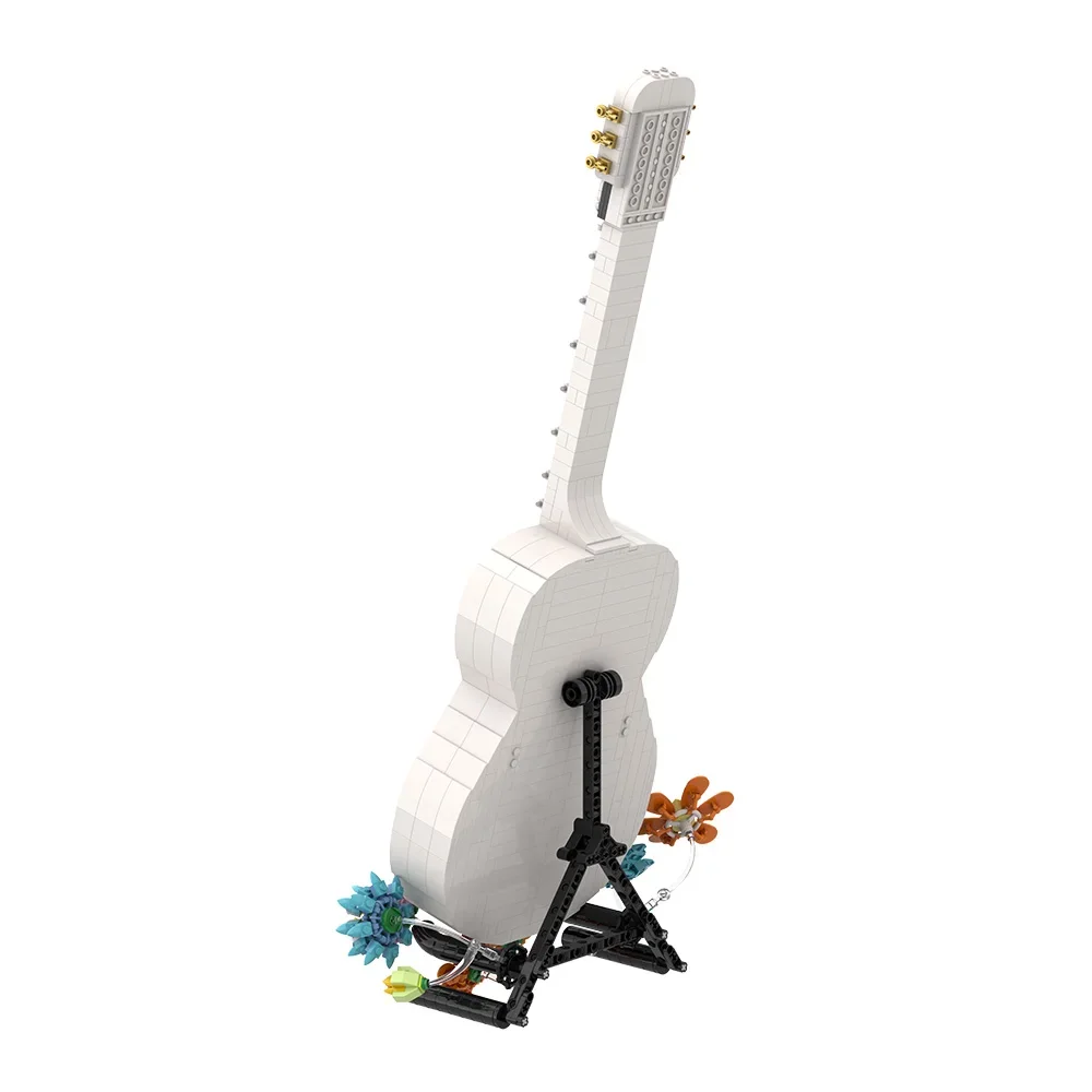 MOC Coco: 코코 어드벤처 화이트 기타 빌딩 블록 할로윈 기타 죽음의 날 선물