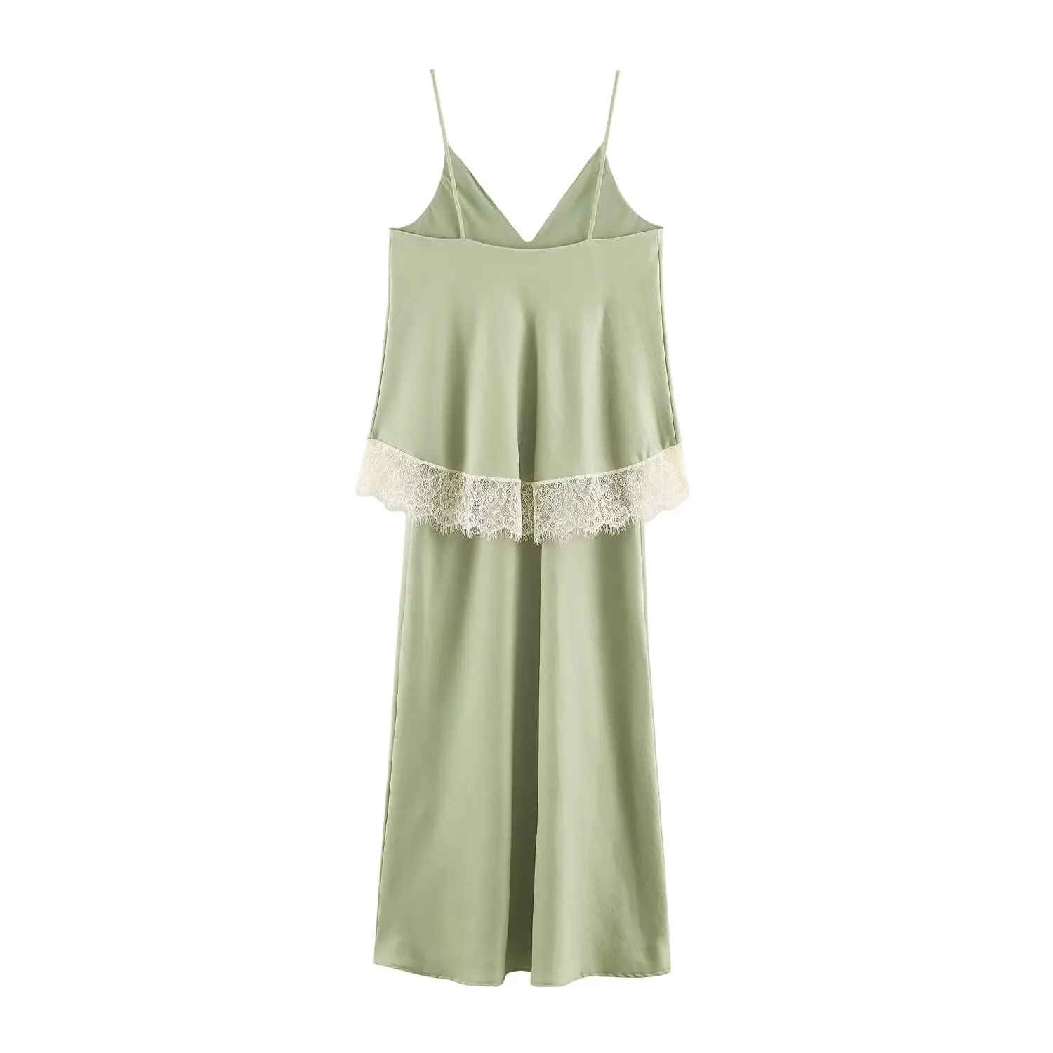TFMLN Sling Midi Langes Kleid für Damen, Elegantes Schickes Spitzen-Patchwork Sommer-Urlaubs-Partykleid, Modisches Damenkleid 2026 Neu – Detail 3