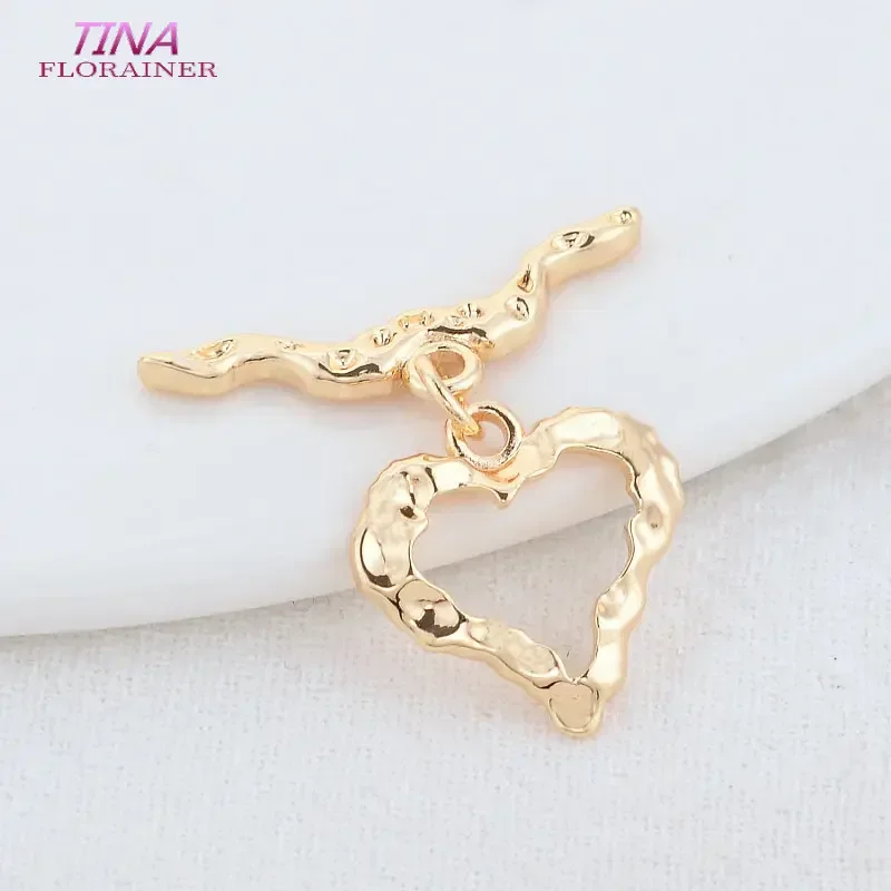 17*26MM 14K Gold Color Plated Brass Heart Bracelet O Toggle Clasps High Quality Diy Jewelry Making Supplies