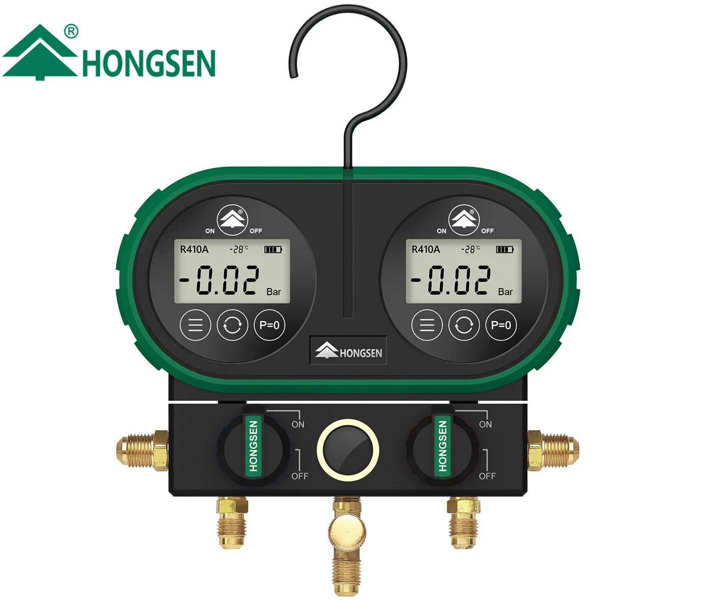 HVAC Digital Manifold Gauge Set, High-Precision R12 R134A R410A Etc. Vacuum Pressure Temperature Leakage With 3 Hoses For Testin