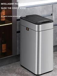 40 liters Kitchen Trash Can Automatic Sensor Garbage Bins Stainless Steel Electric Tin for Bathroom Large Smart Trash Can