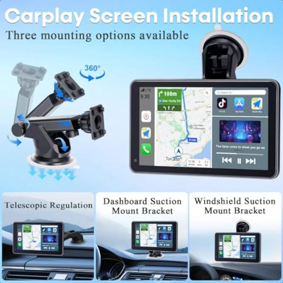 Carplay لشاشة السيارة المحمولة Apple: سهلة الإعداد 7 بوصة Android Auto Wirel Car Play Touchscreen مع GPS Navigation Bluetooth F #5