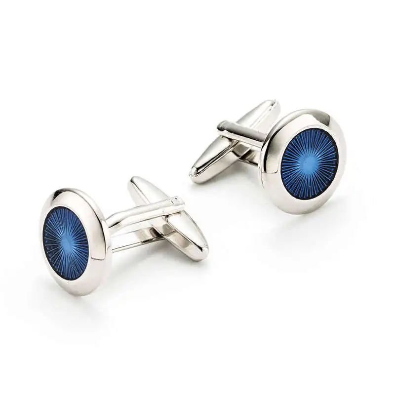 Cufflinks for Men TOMYE XK21S077 Fashion Blue Round Silver Color Button Formal Casual Dress Shirt Cuff Links Wedding Gifts