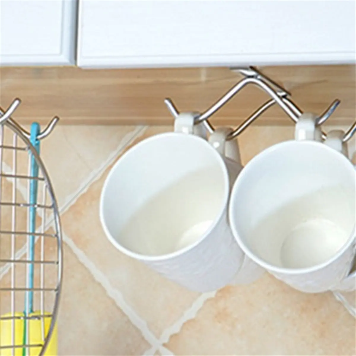 ABFW Cup Hanger Coffee Mug Hooks Under Nail-Free Shelf Under Cabinet Cup Hooks Coffee Cup Hooks Cup Hanging Storage Shelf