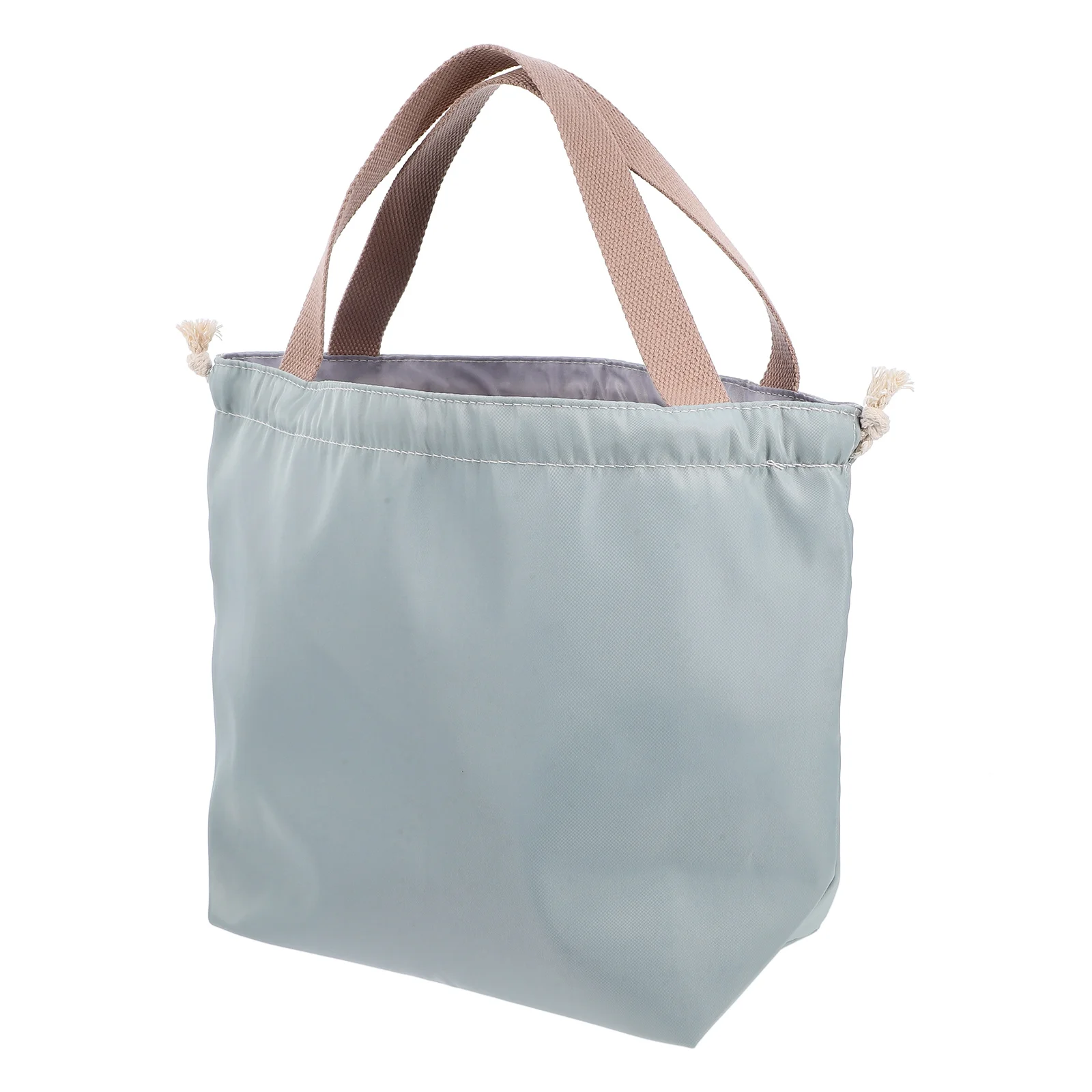 

Waterproof Lunch Box Bag Large Gray Green Drawstring Reusable Cloth Pouch for School Kids Men Women Foldable Storage