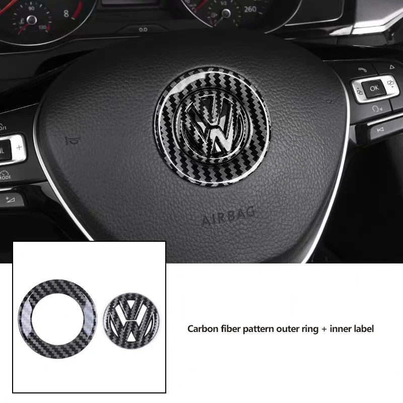 ABS Carbon Fiber Car logo Steering wheel sticker badge for Volkswagen GTI Passat B6 Golf 4 5 7 Polo Jetta Cadillac Beetle Tiguan