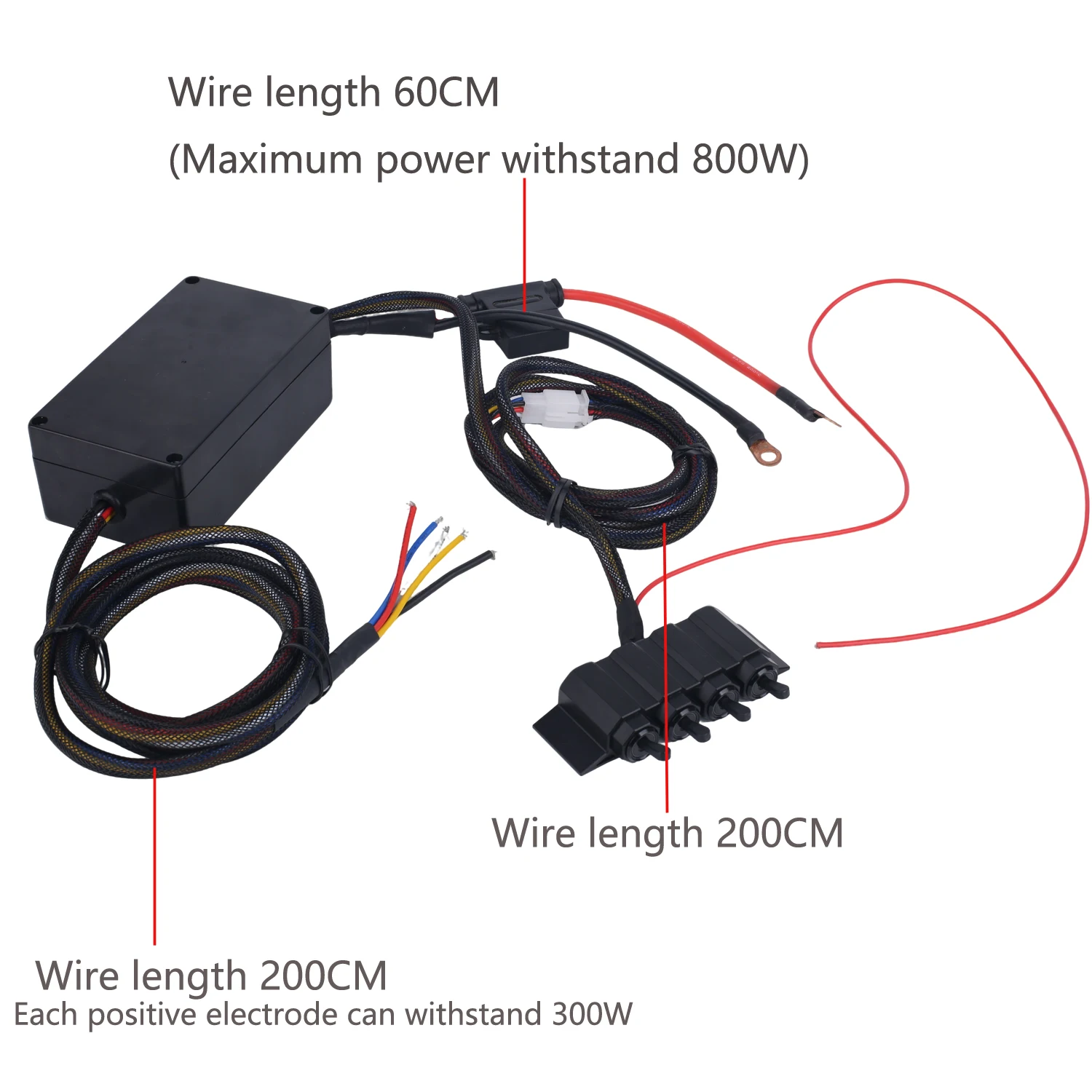 12V Universal Wiring Harness Kit, Car LED Fog Light On/Off Mechanical Switch Wiring Harness Fuse Relay Kit, Connect 4 Lights