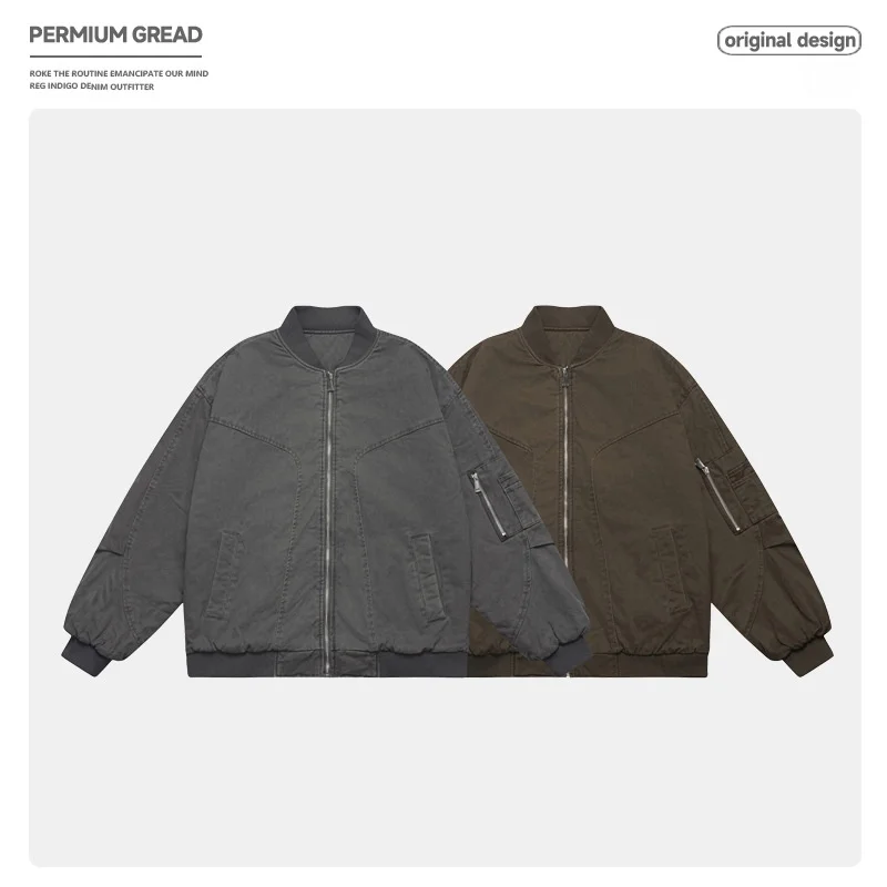 

Мужская зимняя куртка из чистого хлопка с воротником-стойкой, в бейсбольном стиле, рабочая одежда, модное городское длинное пальто