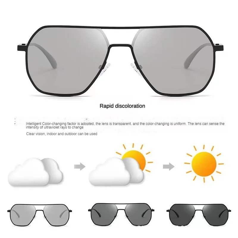 

Color-changing Shades for Men UV-resistant Men's Photochromic Polarized Sunglasses Day and Night Eyewear
