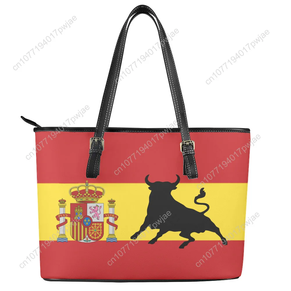 Spanish Bullfighting Graphic Custom Handbag Womens Men Personalized Tote Bag Shoulder Bag Business Leather Purse Travel Bag Gift