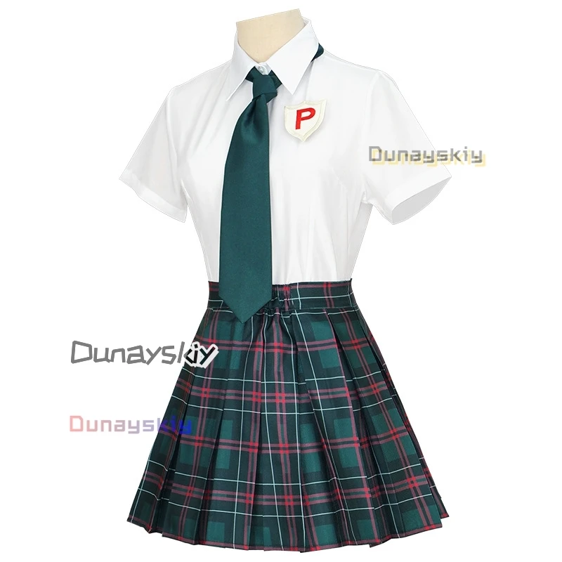 Anarquia cosplay calcinha & meia com cinta-liga calcinha traje peruca jk uniforme escolar gravata saia camisa branca acessórios de cabelo longo