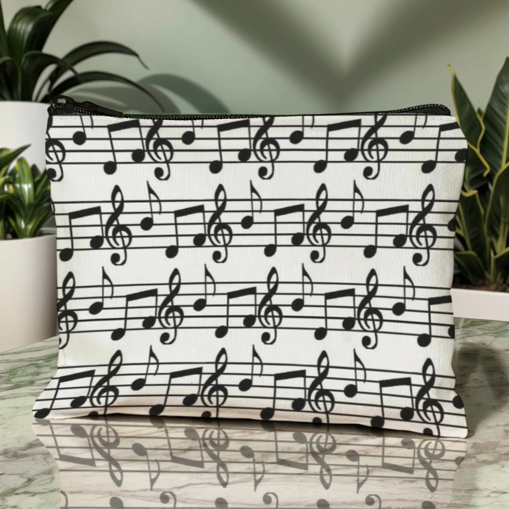 Melody Musical Note Cosmetic Bag ，Cartoon Notes with Print， Lightweight Travel Organizer ，for Unisex Kawaii & Music Therapy Fan