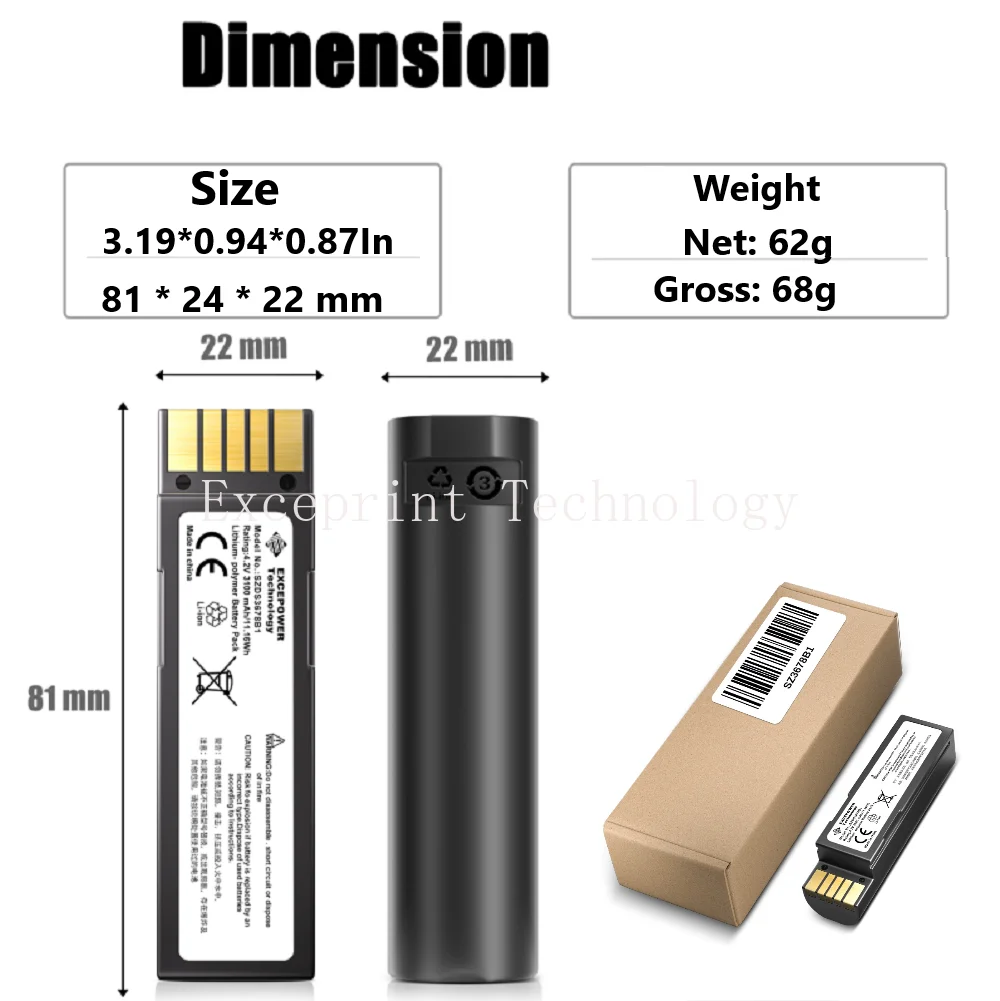 

3150mAH Battery for Zebra Motorola Symbol DS3678 DP BTRY-36IAB0E-00