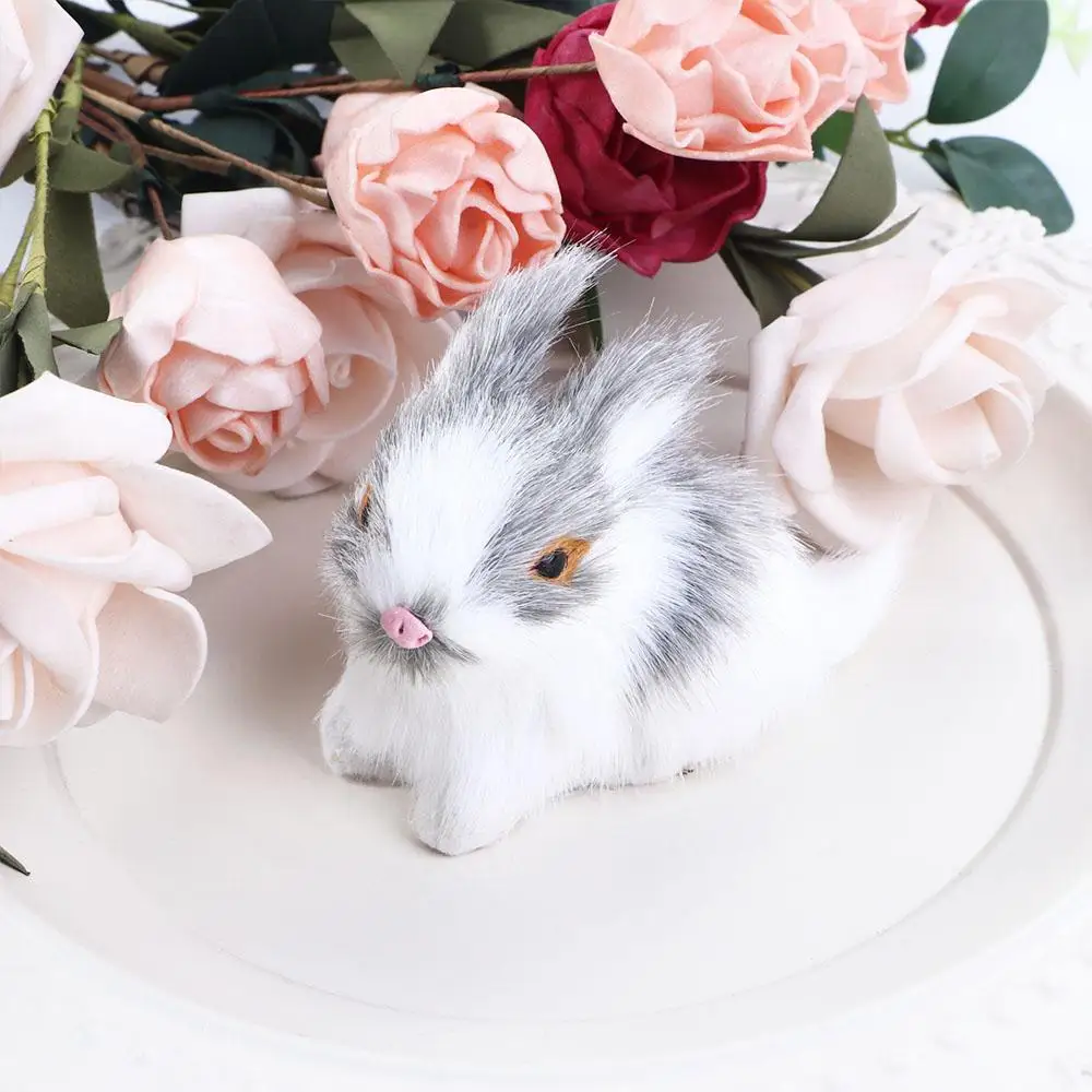 สมจริงน่ารัก Miniatures ตุ๊กตาของขวัญวันเกิดของเล่นเด็กตุ๊กตากระต่ายจําลองกระต่ายอีสเตอร์