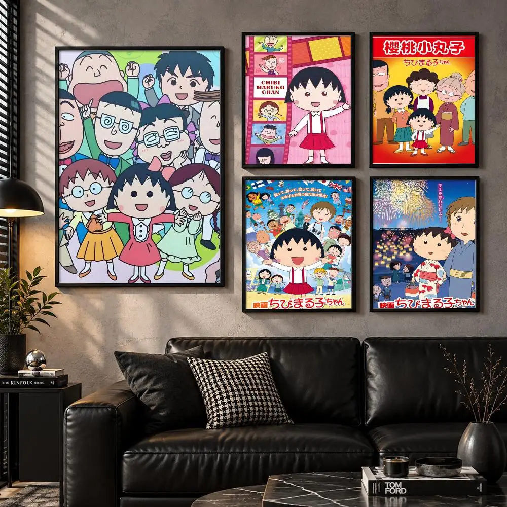 90s Visual Anime Art Decor Illustration Chibi Maruko-chan Poster Modern Wall Art Bedroom Living Room Print Unframed