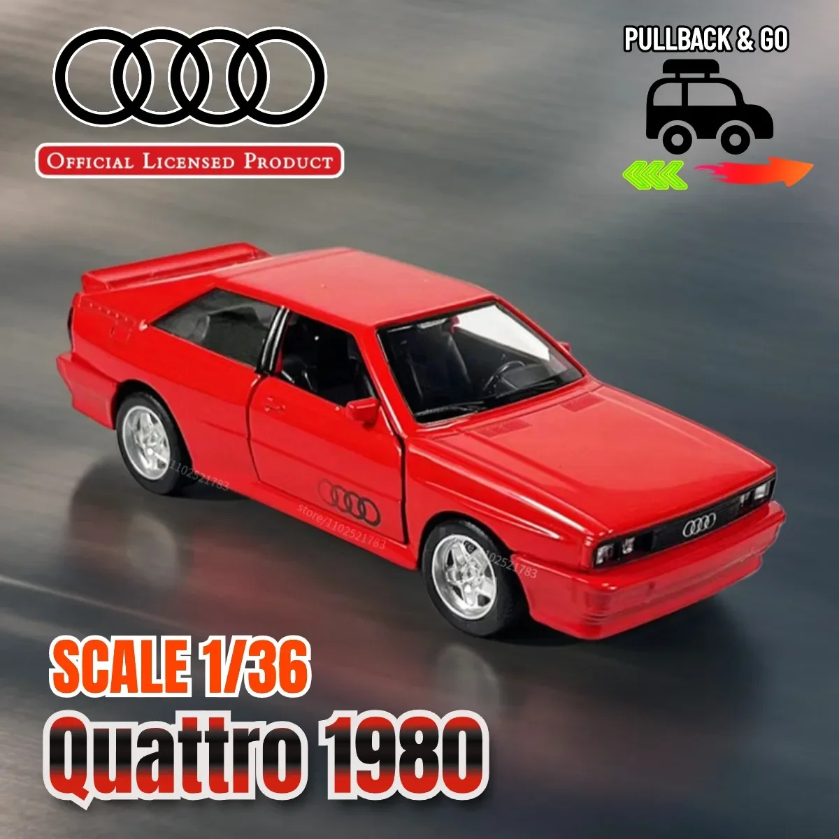 

1/36 Audi Quattro1980 Pullback Toy Car Model Official Licensed Alloy Diecast Vehicle Scale Replica Xmas Gift Kid Boy Toy