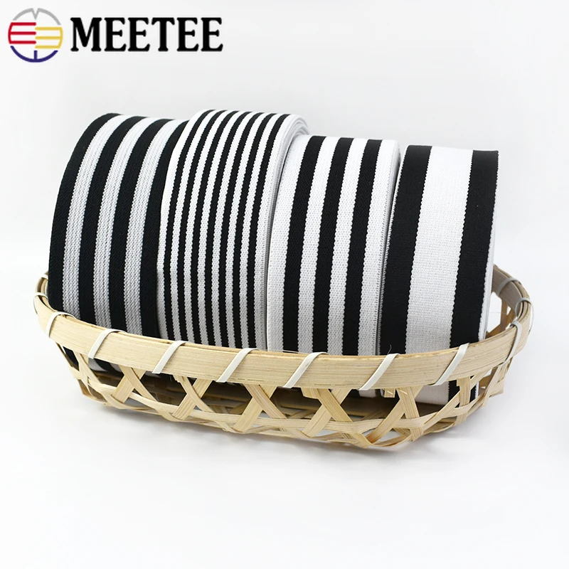 2/5/10M 25-50mm Stripe Nylon Elastic Bands for Waistband Garment Rubber Ribbons Pants Decor Elastics Tape DIY Sewing Accessories