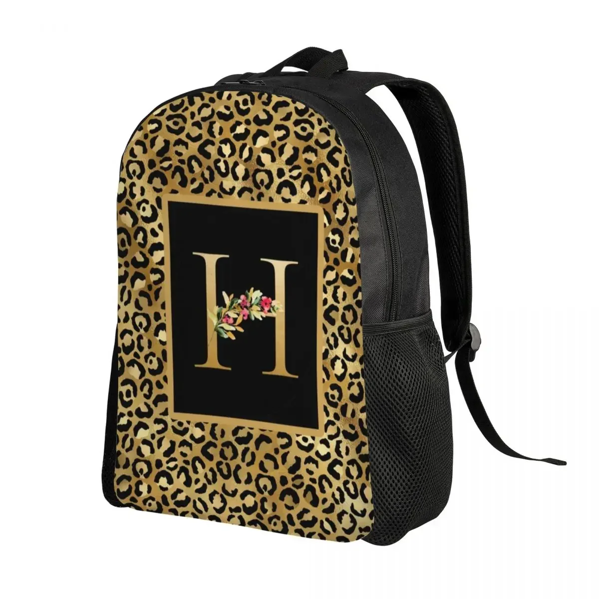 Custom Leopard Pattern Letter Backpack Women Men Casual Bookbag for School College Bags