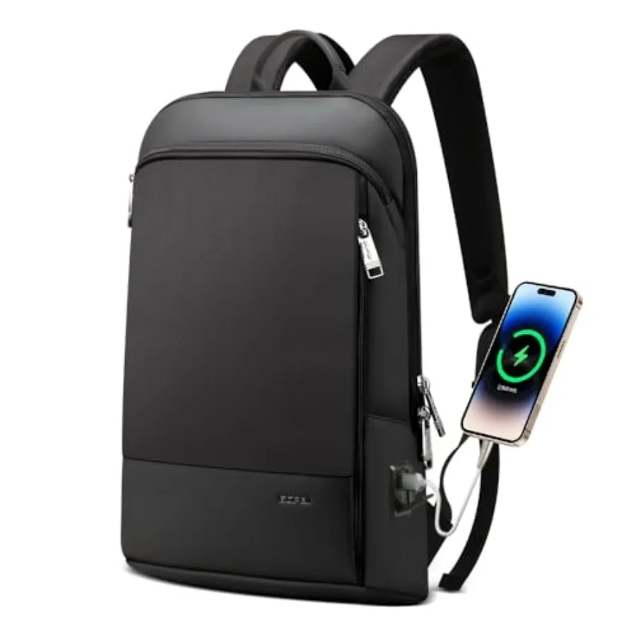 

Slim Laptop Thin Business Backpack with Bottle Holder USB Charging Professional for Men Notebook Work Office Anti Theft Smart C