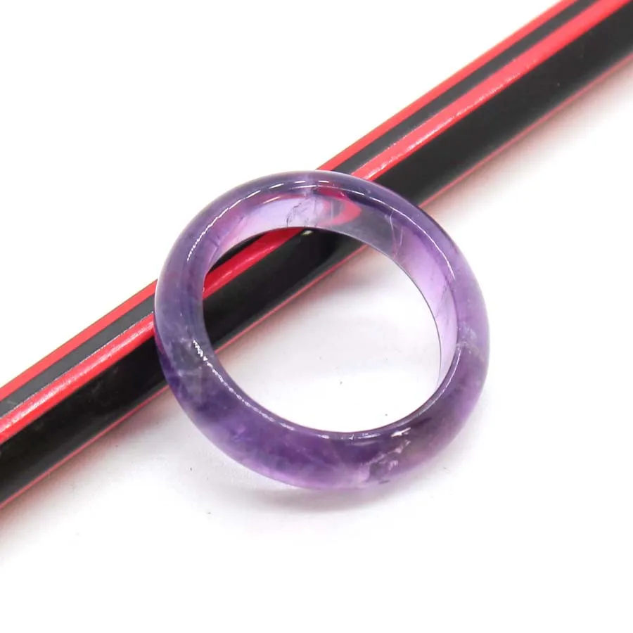 Charms Natural Healing Crystal Stone Band Rings For Women Amethyst Rose Quartz Agate Choice Dainty Finger Ring Men Jewelry Gifts
