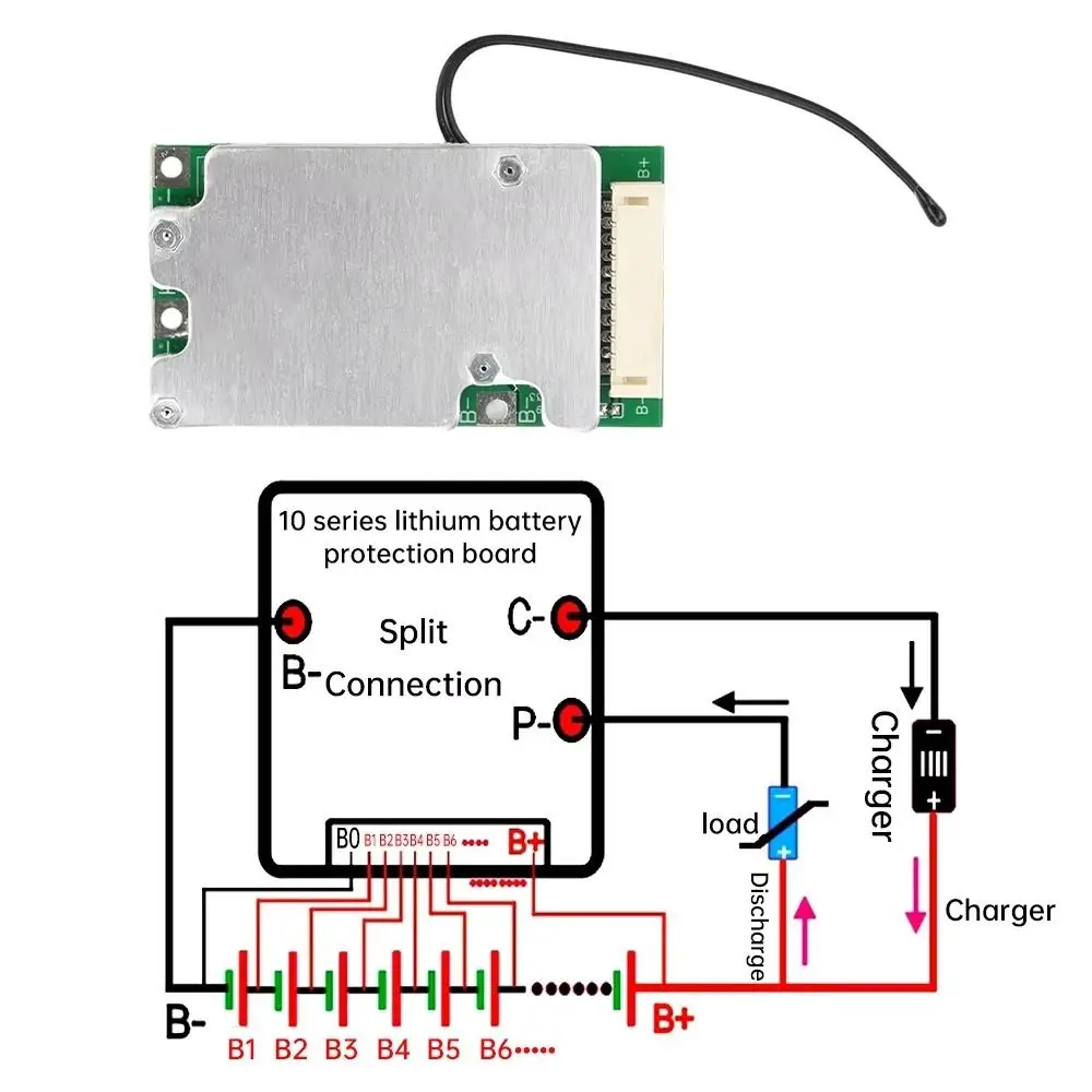 36V 30A BMS Protection Board Same Port Split Port High Current Protection Li‑Ion BMS 10S Battery Protection