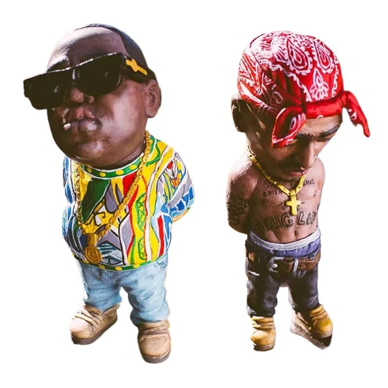 Hip Hop Rap Character Figurine Creative Black Legend Tattoo Artist Model Desktop Art Craft Ornament for Home Decor