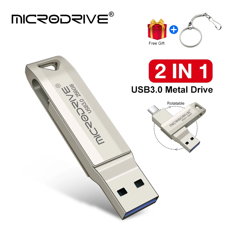 2 in 1 OTG USB-C フラッシュペンドライブメタルメモリスティック USB 3.0 フラッシュディスク 64 ギガバイト 128 ギガバイト 256 グラム USB3.0 デュアル C ペンドライブ