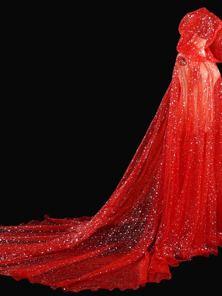 Long Hooded awl Star Moon Me loween Performance Costume Multicolor Role-plang Stage Outfit Women's Ethnic Clothing