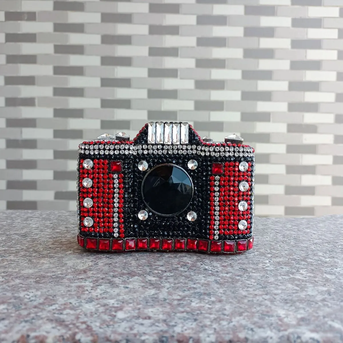 New camera cross-border diamond-encrusted dinner bag empty metal hard box diamond bag banquet dress
