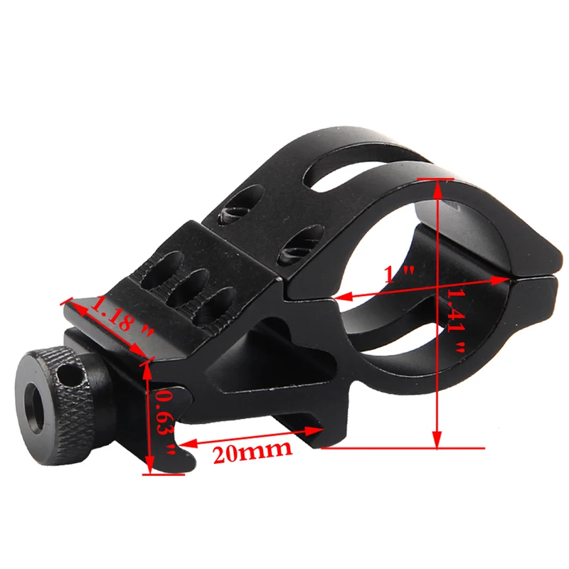 New Airsoft Ring Rail Mount Offset Ring Side Gun Torch Mount For Flashlight Laser / Rifle Scope Mount Fit 20mm Rail HT2-0002