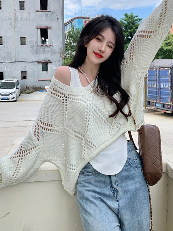 

plus Size Women's Spring Summer Slimming Lazy Sle Diamond Pattern Knitwear Vest Two-Piece Set Long Sve High Waist ort ...