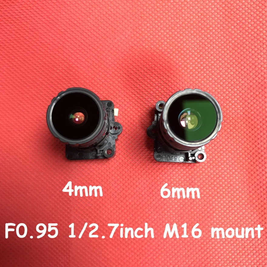 2.0 Megapixel F0.95 Aperture M16 Mount CCTV Lens, 1/2.7 Inch Holder, 4mm 6mm Fixed Iris Starlight HD Surveillance Lens