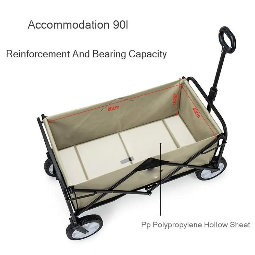 Hot Sale Camping Trolley Foldable Beach Wagon Carts Portable Easy To Carry For  And Outdoor Activities With Wooden Cover