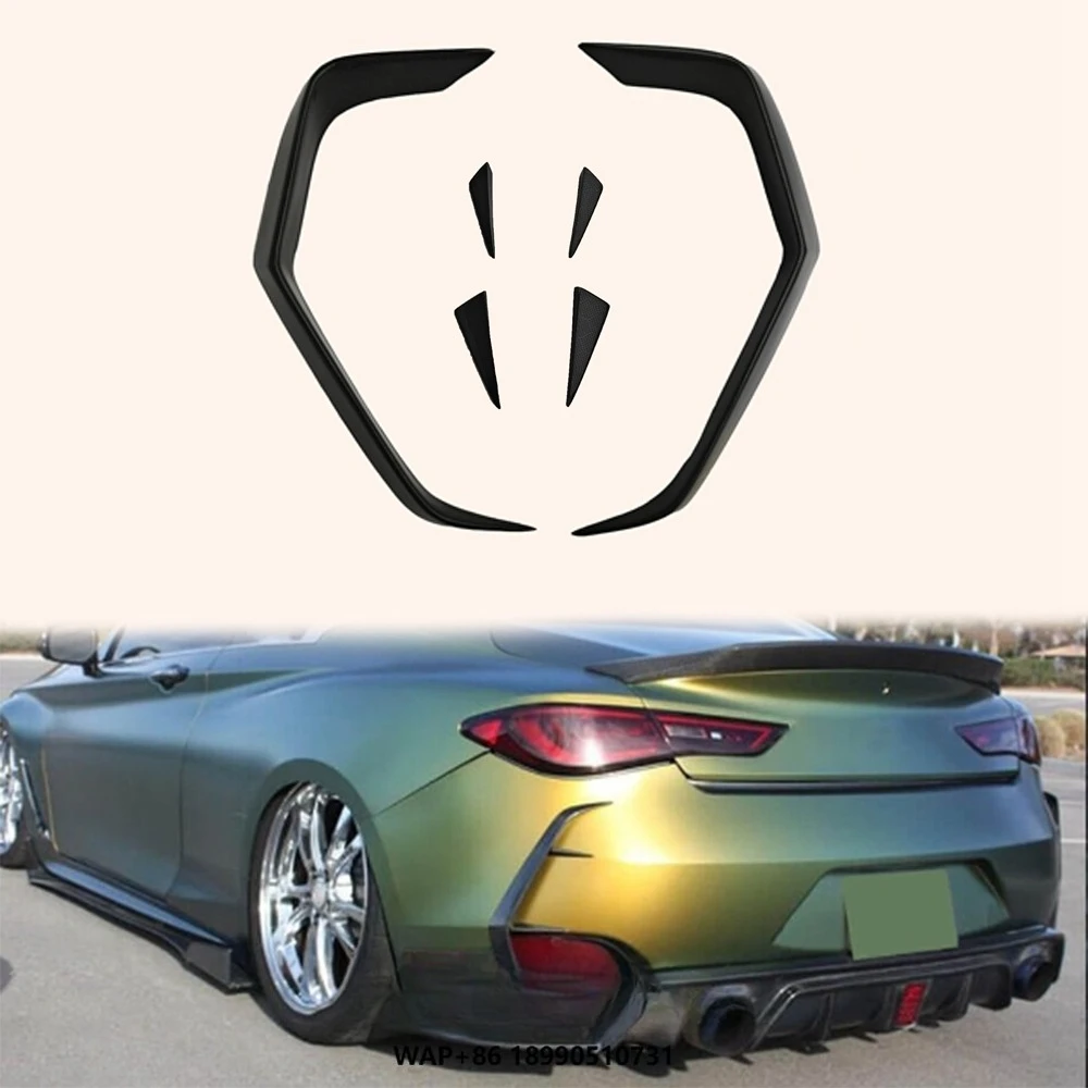 

For Infiniti Q60 Q60S Carbon Fiber Rear Bumper Air Fender Vent Fins Aero Flicks