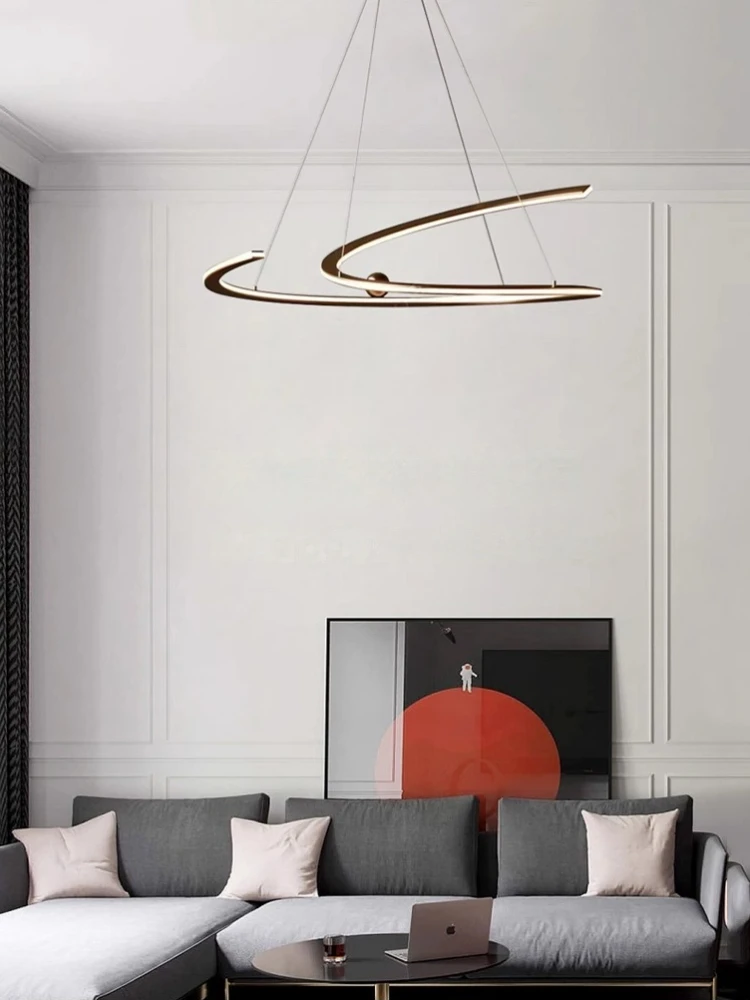 Italian Minimalist Irregular Line Living Room Pendant Light Nordic New Bedroom Balcony Dining Room LED Circular Ring Main Light