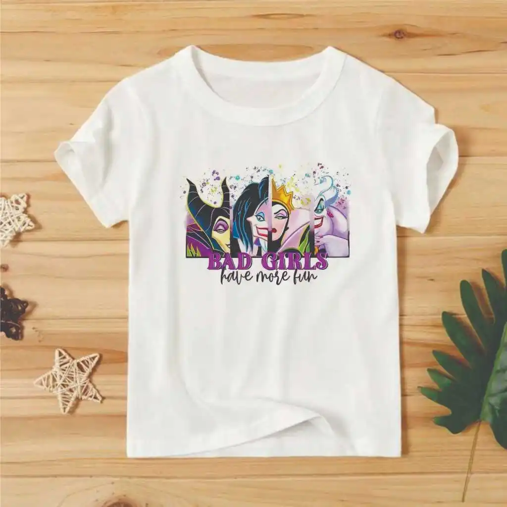 

Disney Villain Summer T-Shirt Boys and Girls Family Parent-Child Clothing Casual Loose Comfortable Short Sleeve Men Women Top