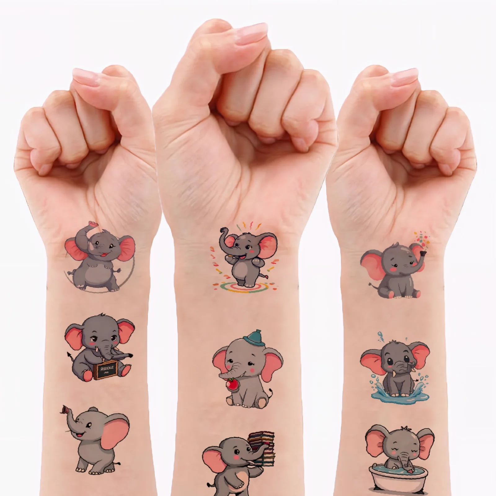 54pcs Temporary Tattoo Elephant Stickers Temporary Tattoo Stickers Cartoon Stickers Cartoon For Shoulders Cheeks