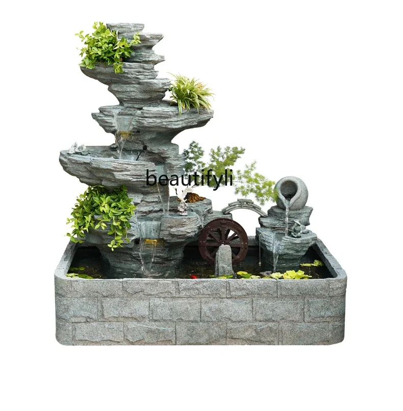 Outdoor villa large rockery landscaping garden courtyard balcony roof decoration circulating water fountain ornament