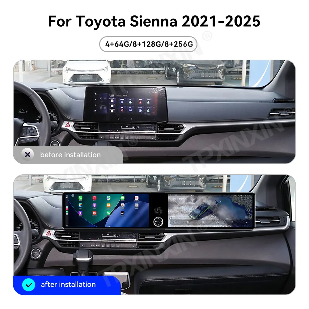 Dual-screen Interaction Android 13 For Toyota Sienna 2021~2025 Car Radio Multimedia GPS Navigation Smart Touch Screen Head Unit
