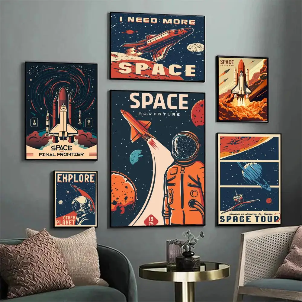 Vintage Space Retro Poster Classic Vintage Posters HD Quality Wall Art Retro Posters for Home Room Wall Decor