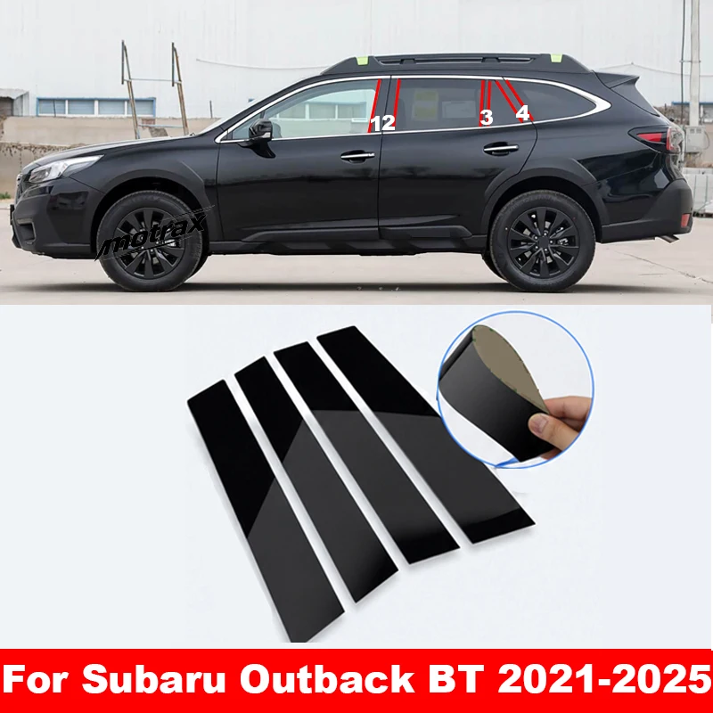 For Subaru Outback BT 2021-2025 Car Pillar Posts Door Window Trim Cover Decorative PC Sticker Exterior Parts Accessories