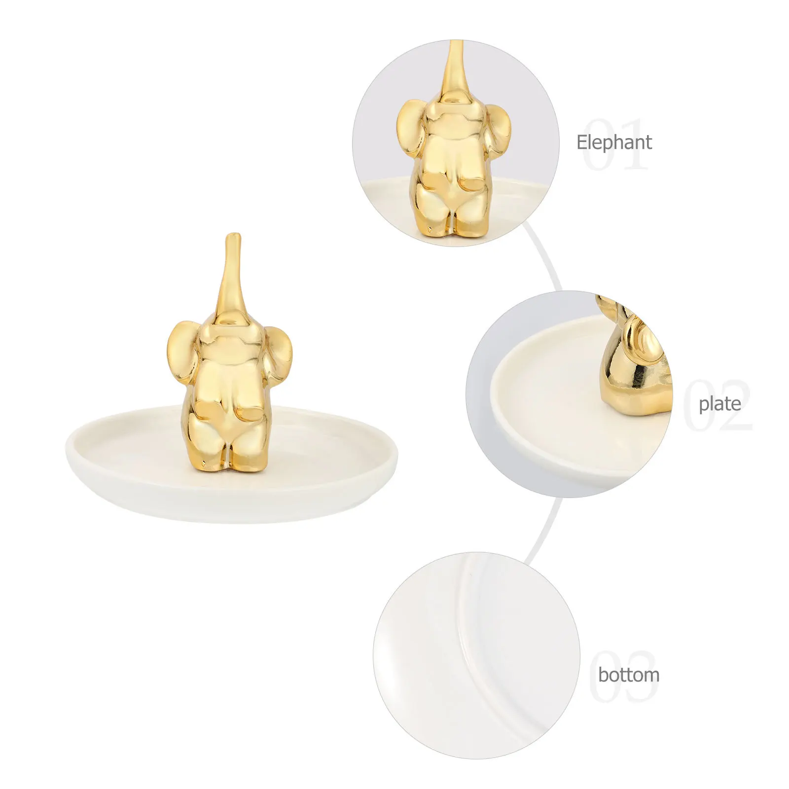 Tray Jewelry Storage Elephant Ornament Desk Accessories Home Decor Display Dish