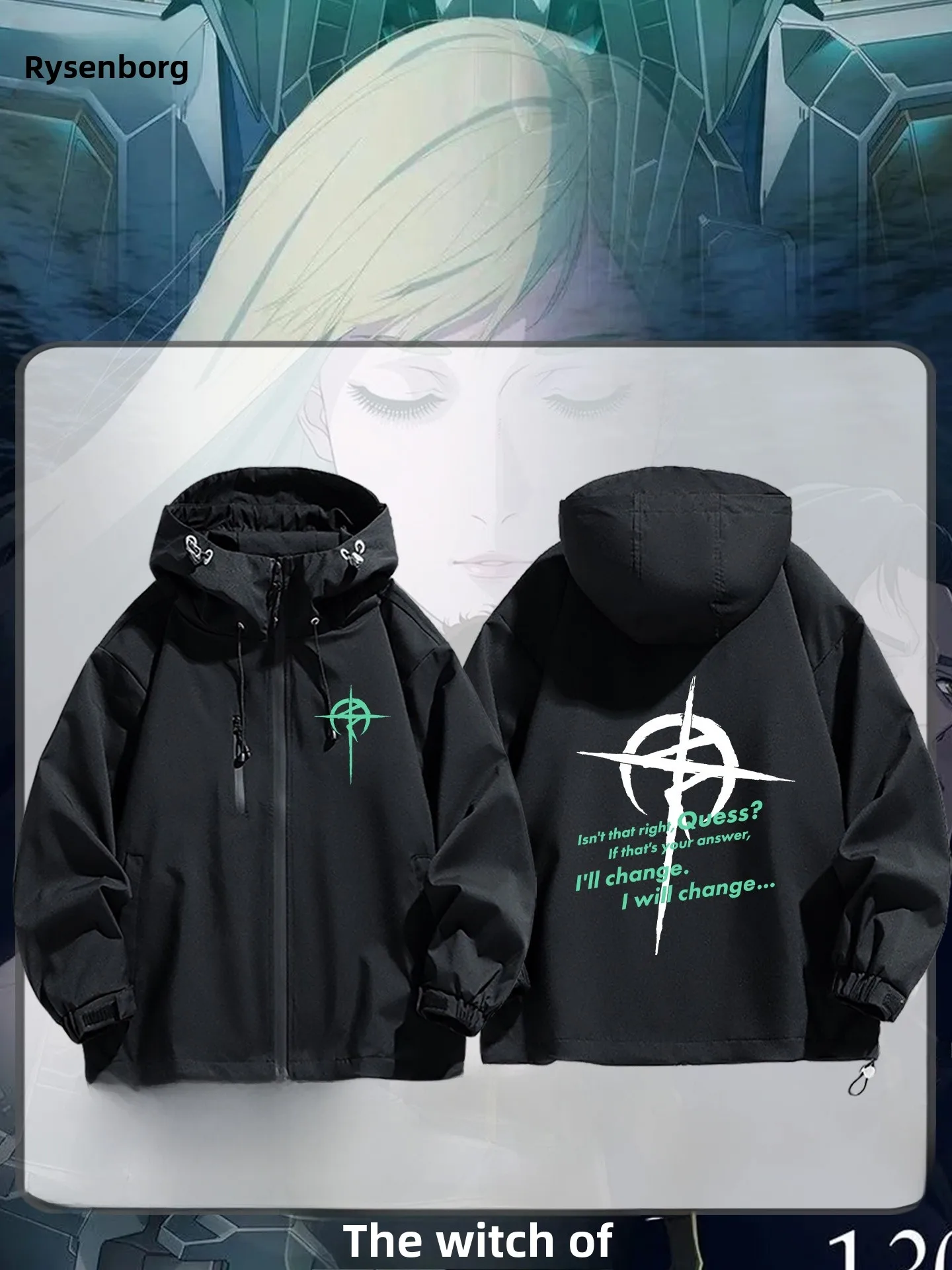 

ex Casual Sle Windproof Jaet Cartoon Anime Mobile Suit Collaboration Outerwear Hooded Zipper Closure Polyester...